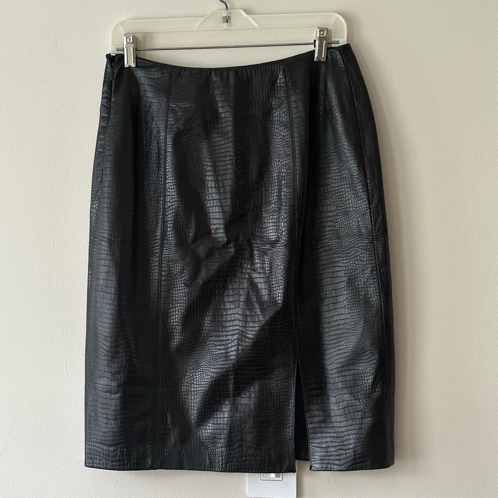 Linda Allard Ellen Tracy 100% Leather Pencil Skirt Size 8 NWT